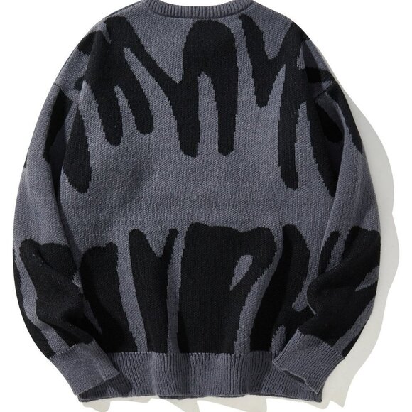 Grey Casual Mens Graphic Pattern Sweater - Picture 2 of 5